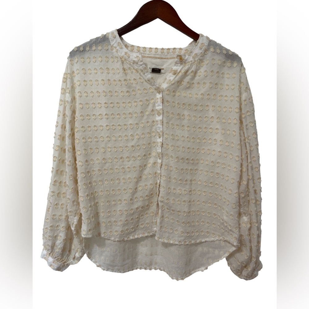 Pilcro Anthropologie Women’s XS Ivory Balloon Sleeve Boho Cottagecore Blouse